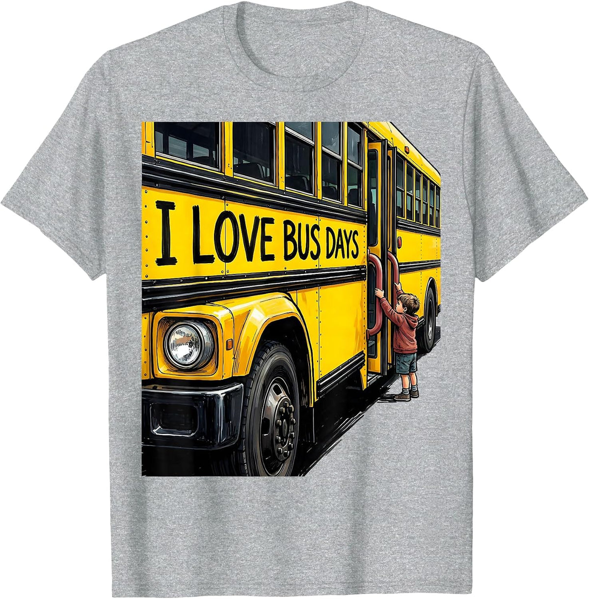 Men's I Love Bus Days Funny School Bus Driver Appreciation Gift T-Shirt - Heather Grey