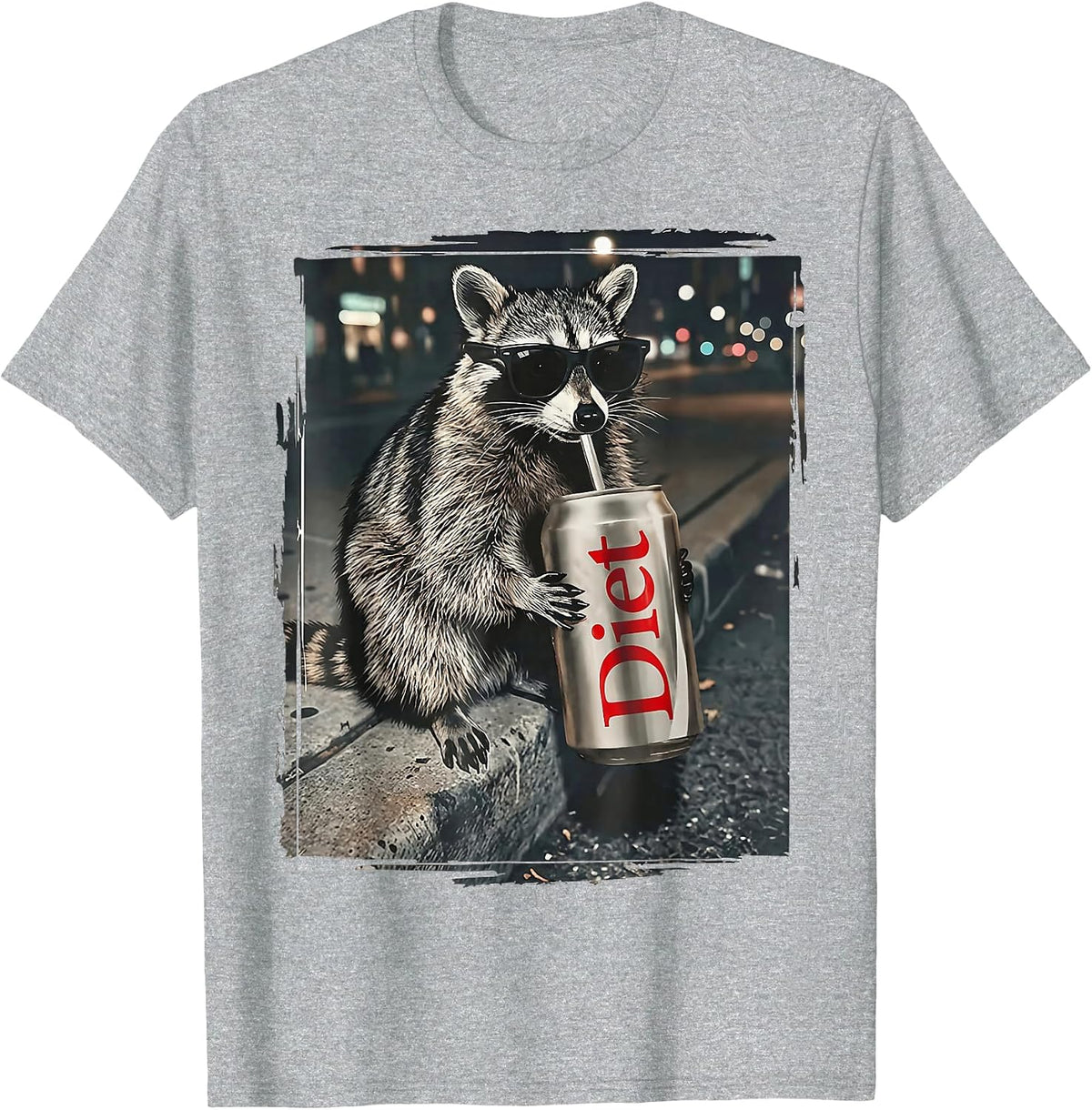 Raccoons Diet Soda Funny Animal Meme Genz Dank Raccoon Meme T-Shirt - Heather Grey