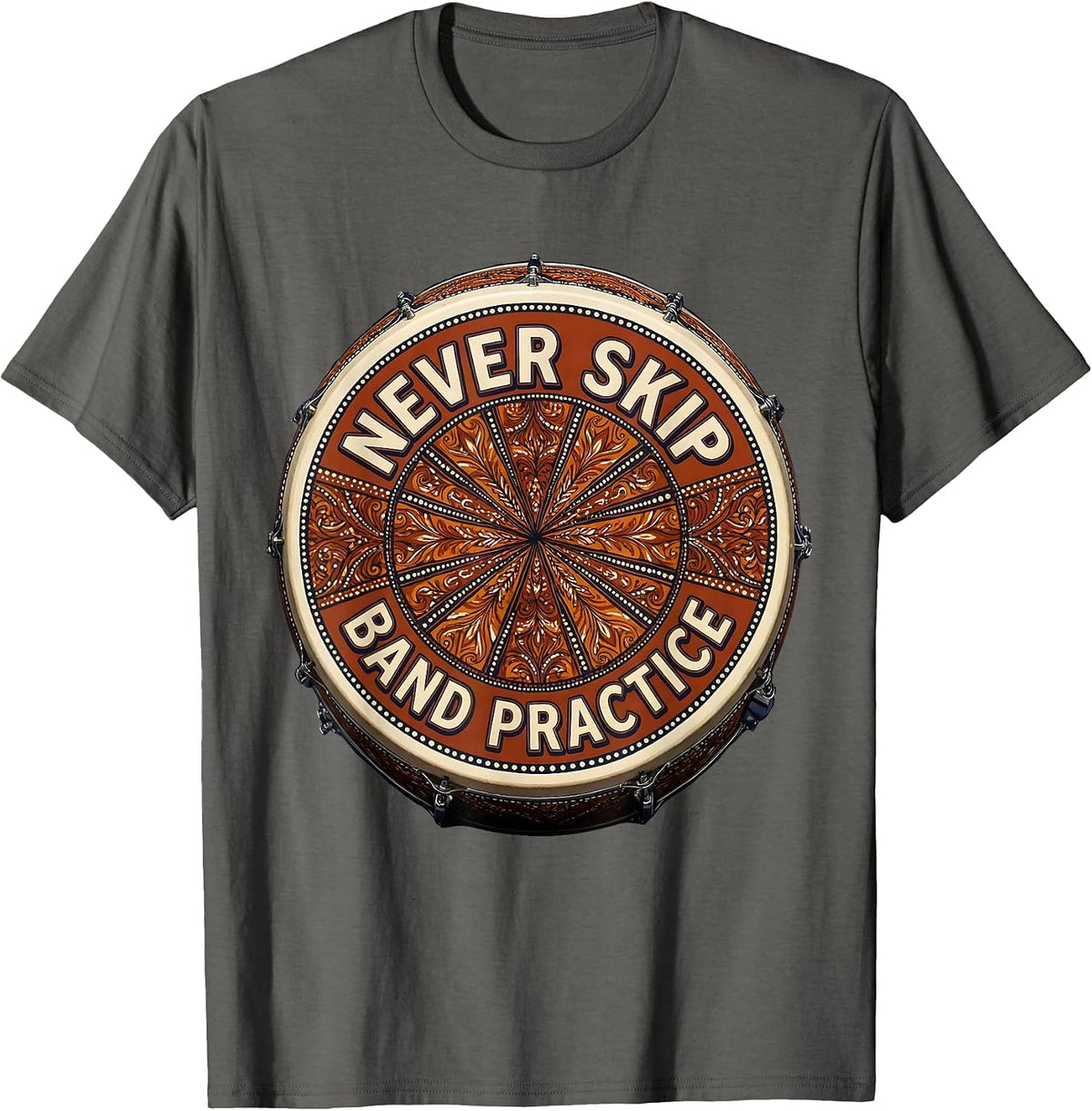 Men's Never Skip Band Practice Music Design T-Shirt - Asphalt Grey