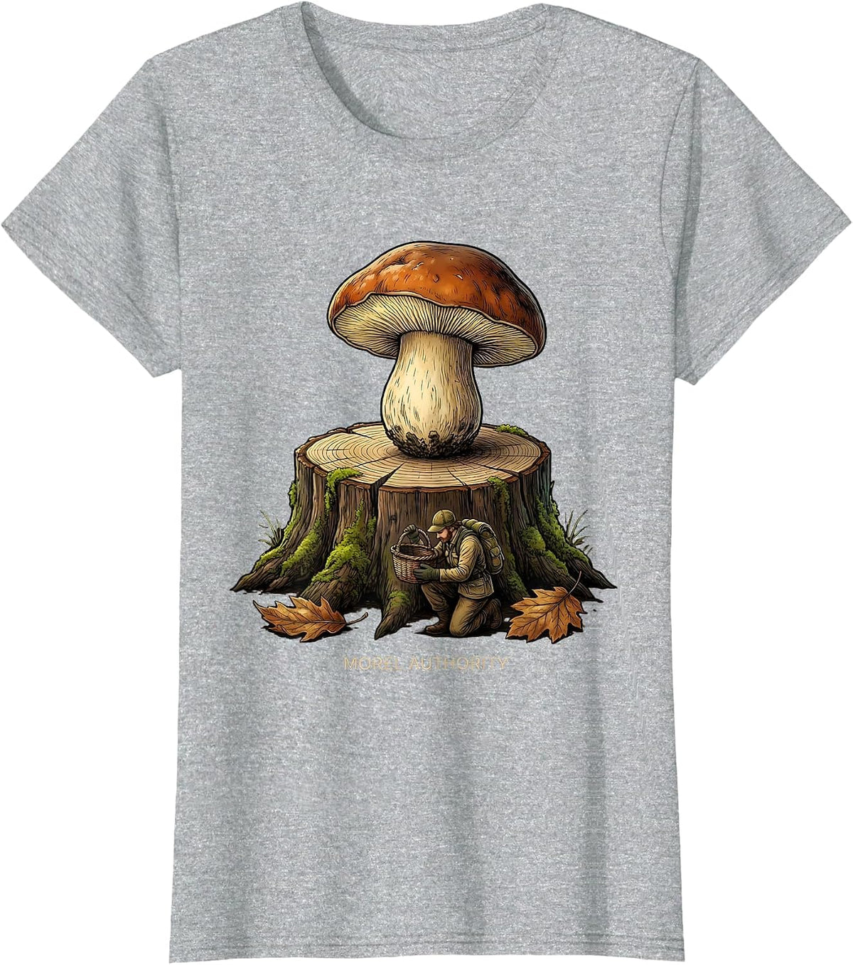 Morel Authority Funny Mushroom Foraging Morel Hunter Gift T-Shirt - Heather Grey