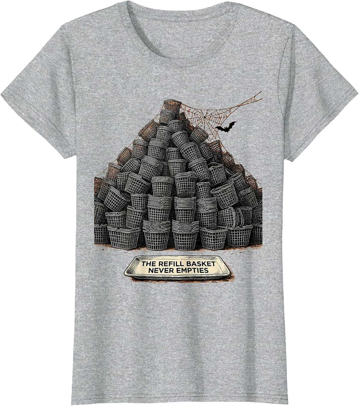 Women's The Refill Basket Never Empties Funny Pharmacy Halloween T-Shirt - Heather Grey
