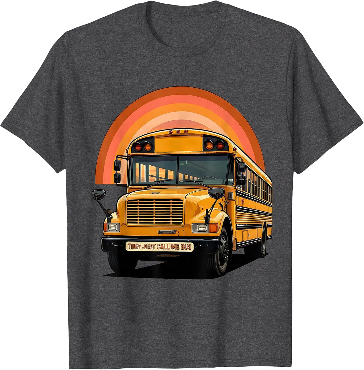 Men's They Just Call Me Bus Retro 70s Funny School Bus Driver T-Shirt - Dark Heather Grey