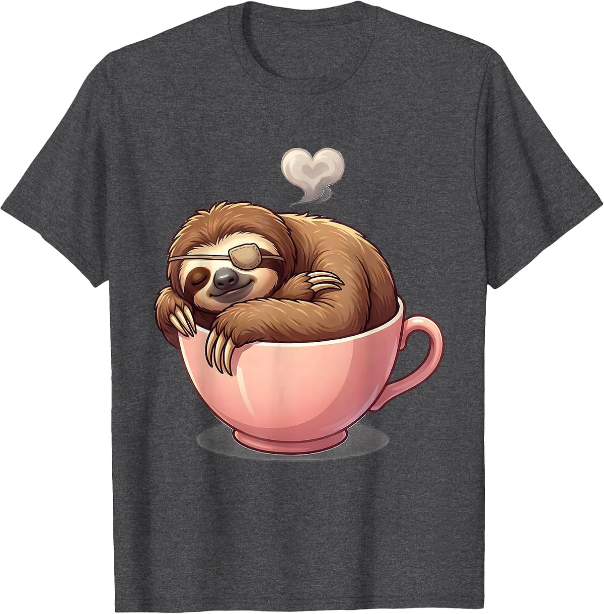 Men's Sloth In Teacup Cute Kawaii Animal Lover Gift T-Shirt - Dark Heather Grey