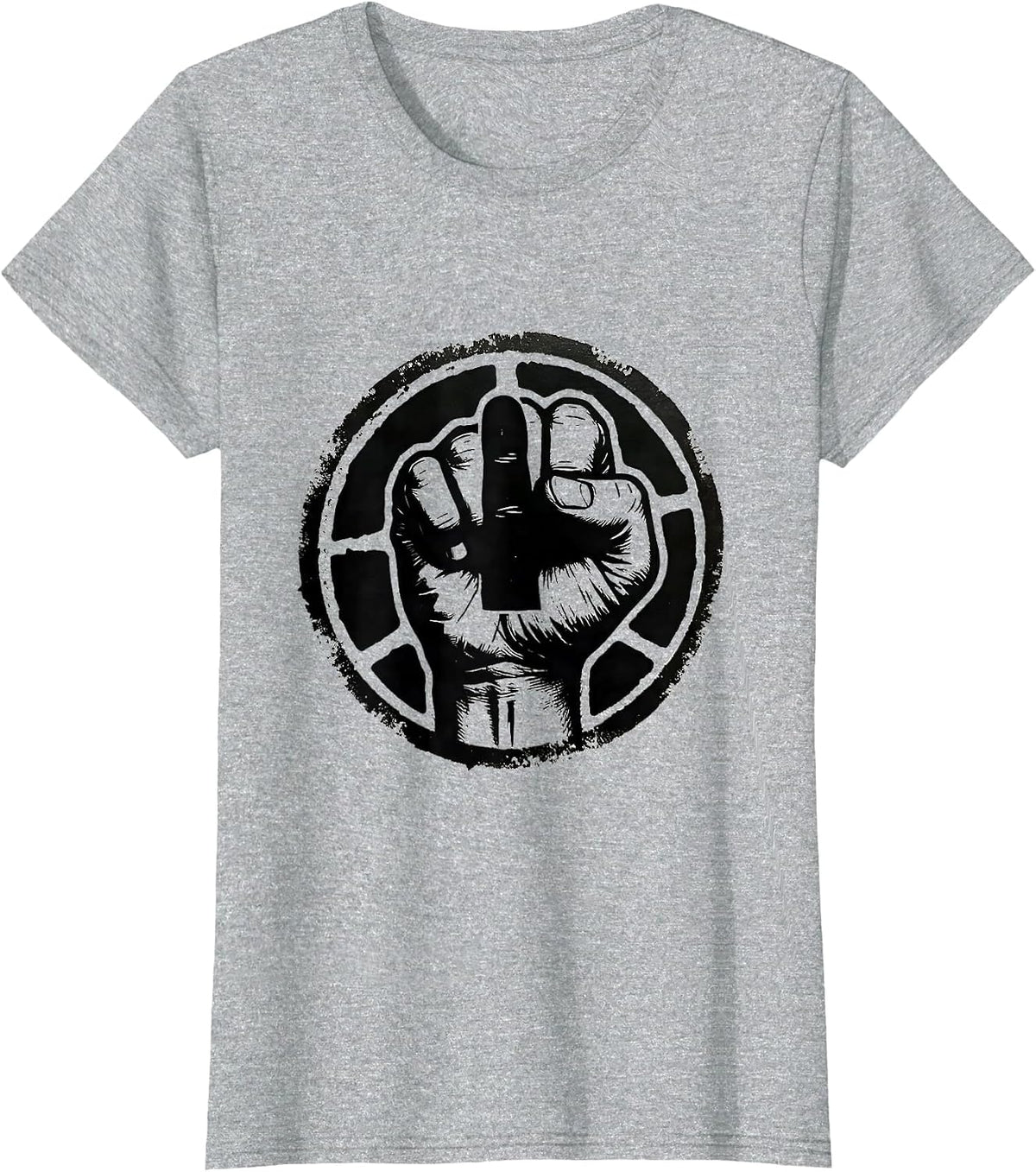 Middle Finger Hand Stamp Funny Offensive Humor T-Shirt - Heather Grey