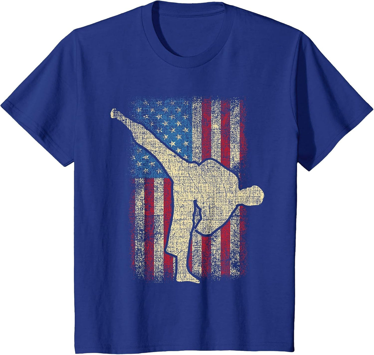 Patriotic USA Flag Karate Taekwondo Mixed Martial Arts MMA T-Shirt - Royal Blue