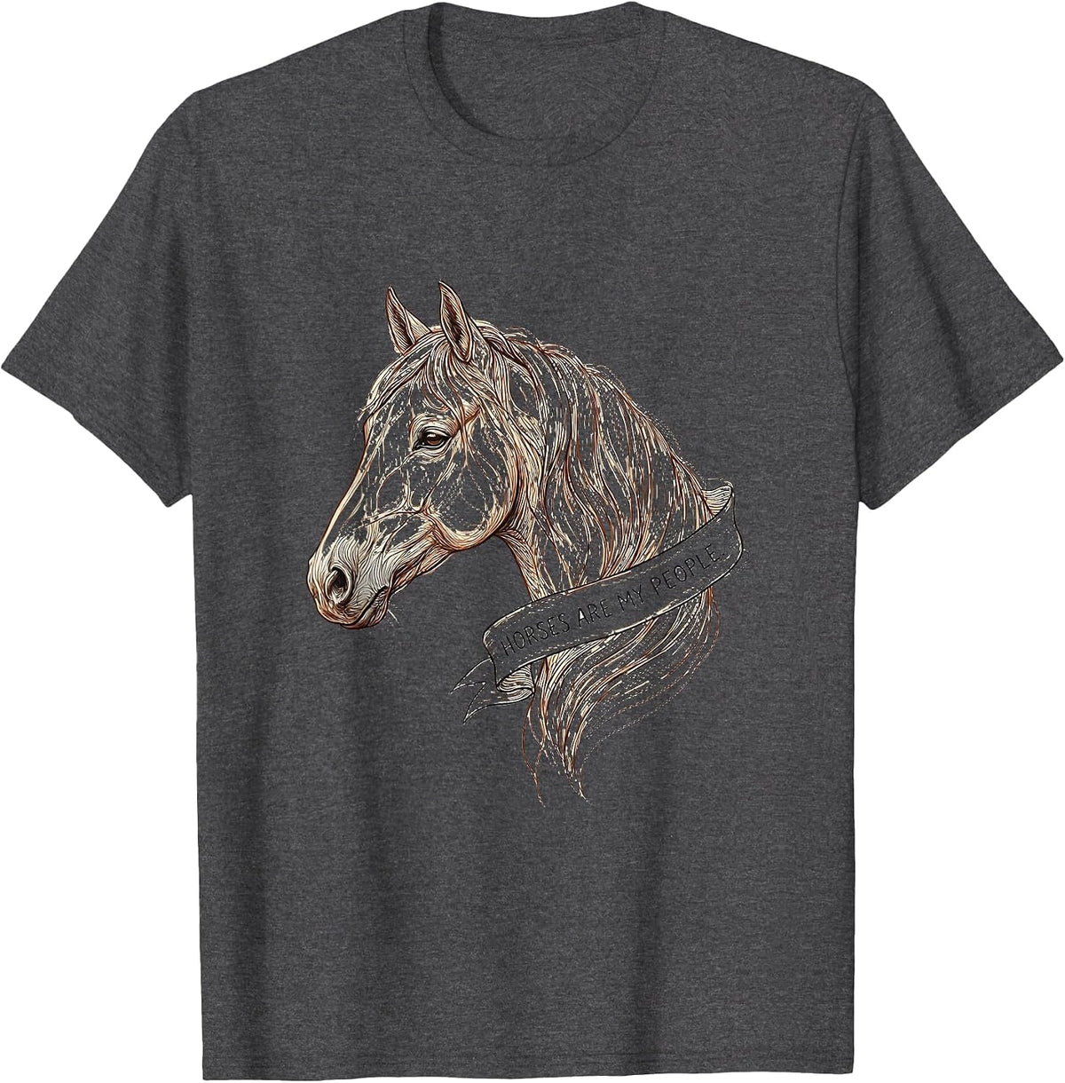 Horses Are My People Equestrian Design T-Shirt - Dark Heather Grey