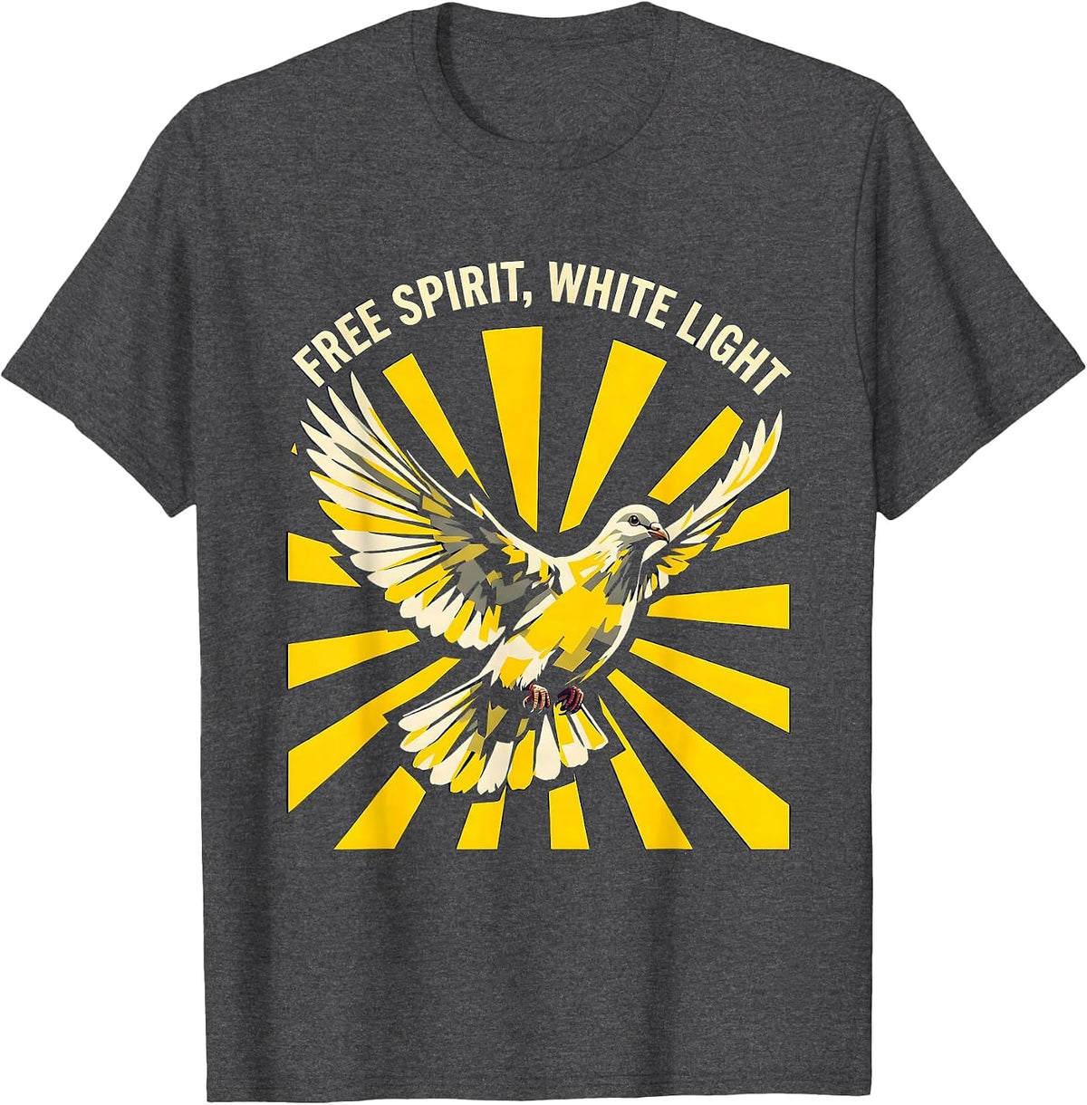 Free Spirit White Light Freedom Graphic Design T-Shirt - Dark Heather Grey