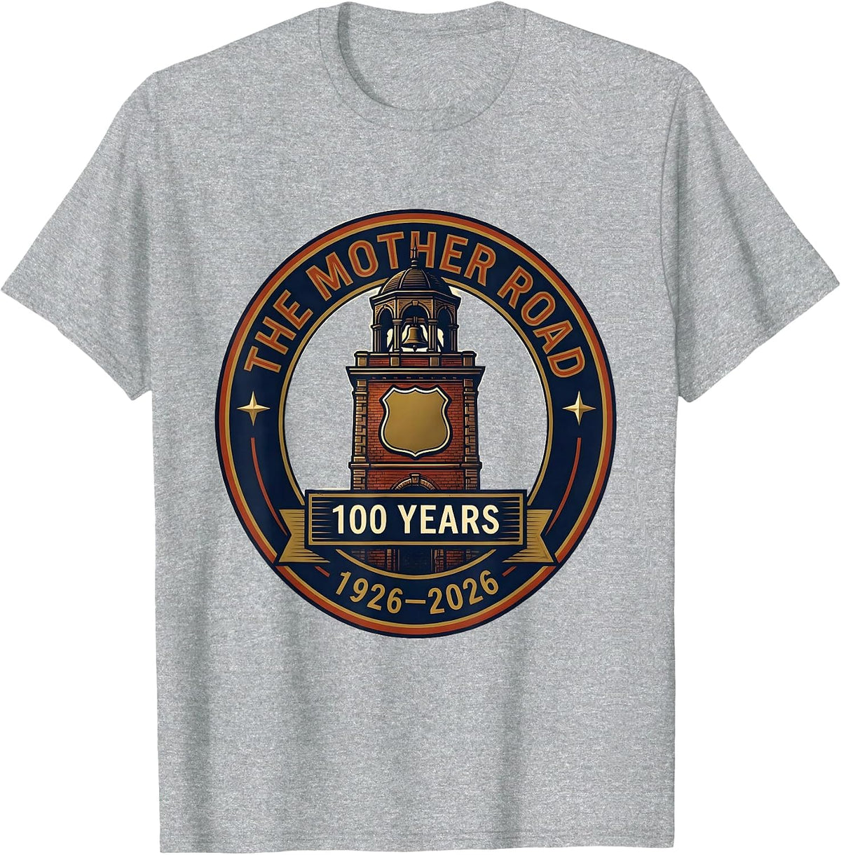 Men's The Mother Road 100 Years 1926-2026 Vintage Highway T-Shirt - Heather Grey