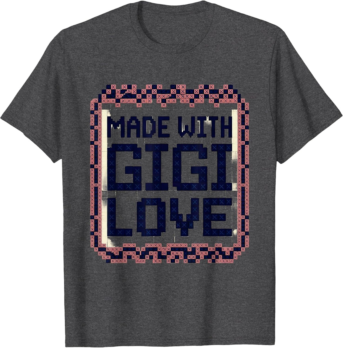 Men's Made With Gigi Love Heartfelt Grandma Design T-Shirt - Dark Heather Grey