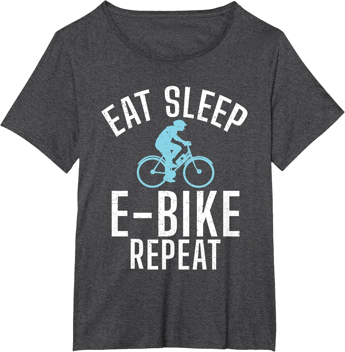 Eat Sleep E Bike Repeat E Biking Electric Bicycle T-Shirt - Dark Heather Grey