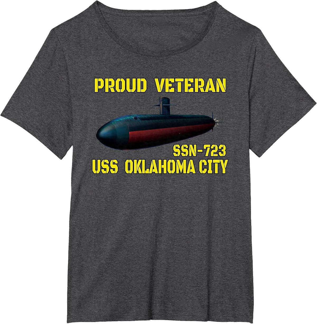 USS Oklahoma City SSN-723 Submarine Veterans Day Fathers Day T-Shirt - Dark Heather Grey