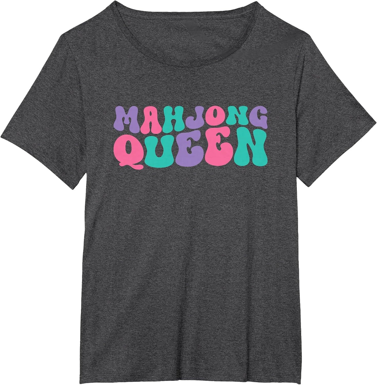 Mahjong Queen Womens Retro Vintage Wavy Groovy T-Shirt - Dark Heather Grey