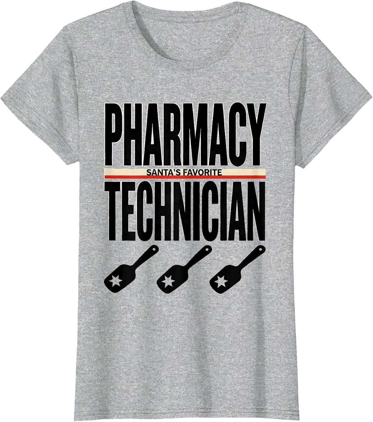 Women's Santa's Favorite Pharmacy Technician Funny Medical Tech T-Shirt - Heather Grey