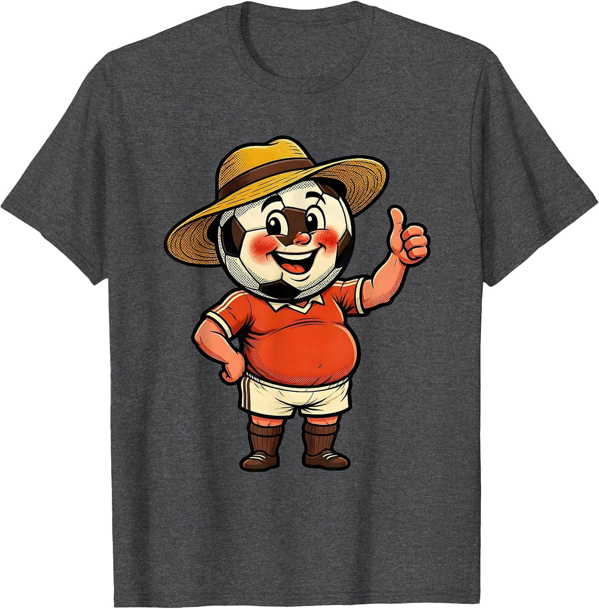 Men's Soccer Dad Sunburned Wide Brim Hat Illustration T-Shirt - Dark Heather Grey