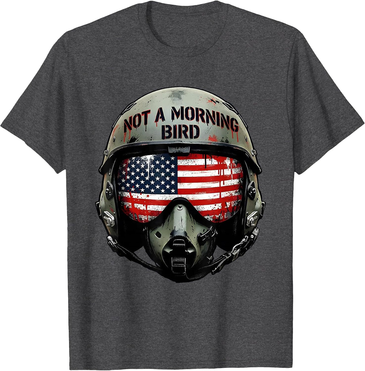 Not a Morning Bird Funny Night Owl Design T-Shirt - Dark Heather Grey
