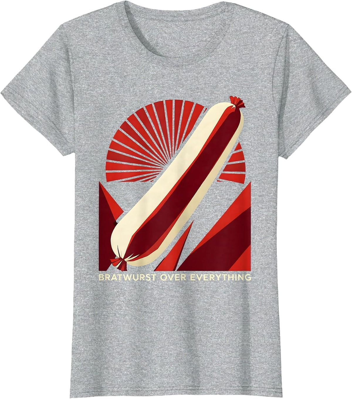 Bratwurst Over Everything Milwaukee Design T-Shirt - Heather Grey