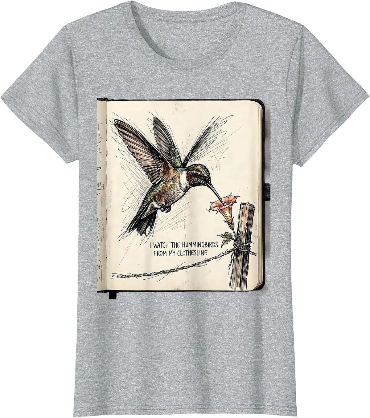 I Watch The Hummingbirds From My Clothesline Funny T-Shirt - Heather Grey