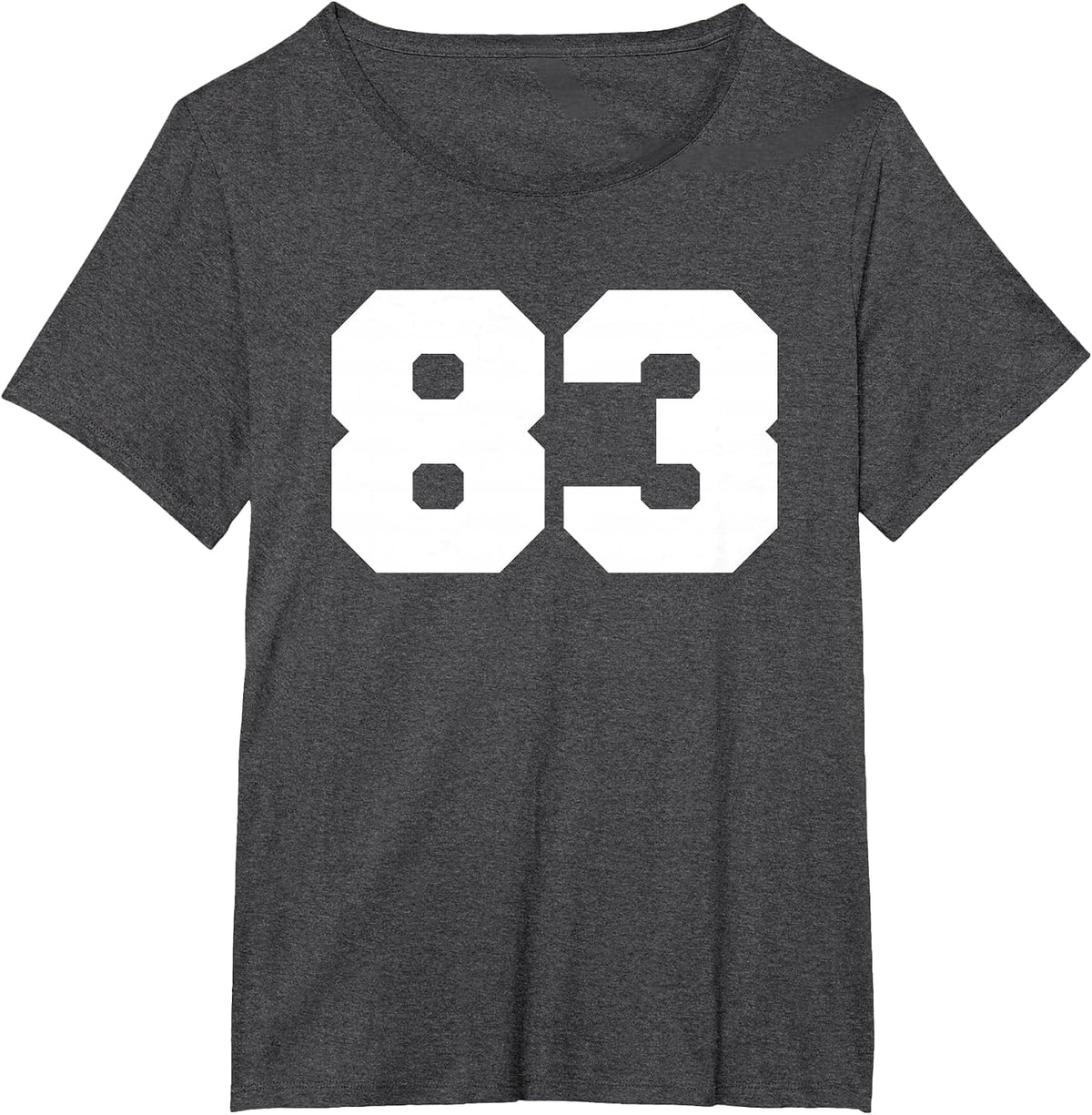 Number 83 Sports Jersey Player #83 Fan Front Print Varsity T-Shirt - Dark Heather Grey