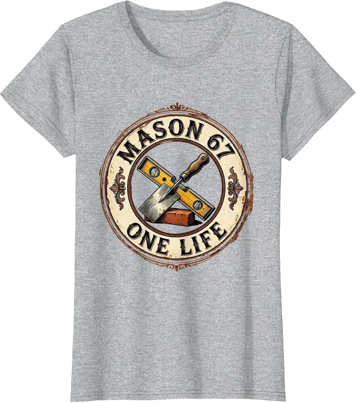 Mason 67 One Life Graphic Design T-Shirt - Heather Grey