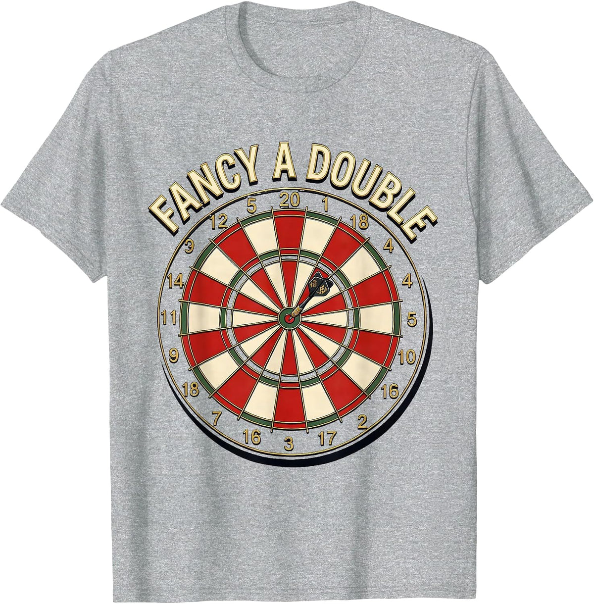 Men's Fancy A Double Sign Painter Showcard Funny Darts Player Bar T-Shirt - Heather Grey