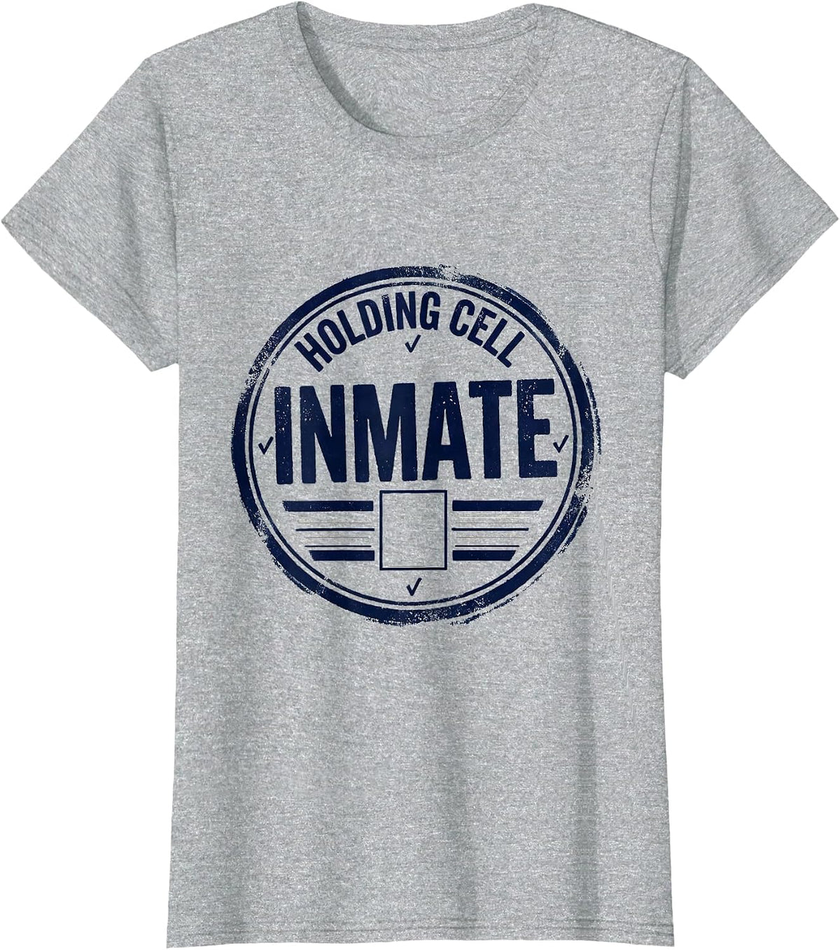Women's Holding Cell Inmate Rubber Stamp Funny Prisoner Costume T-Shirt - Heather Grey