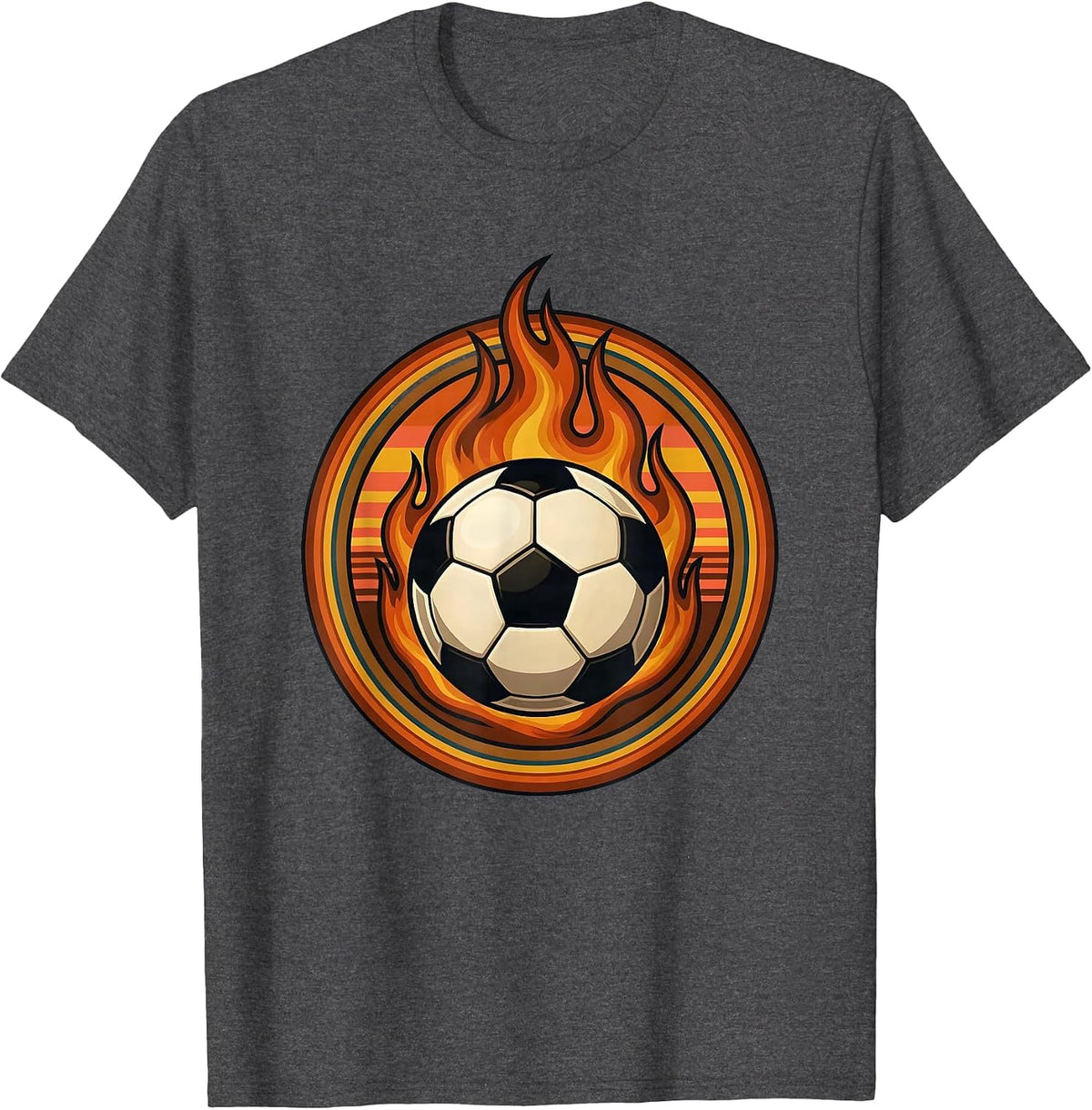 Flaming Soccer Ball Fire Soccer Saturdays T-Shirt - Dark Heather Grey