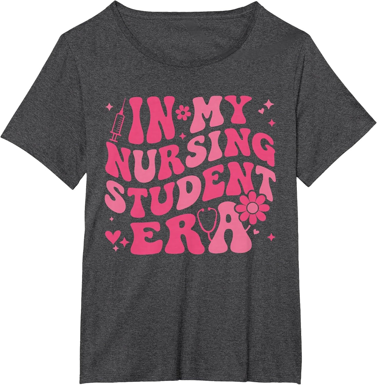 in My Nursing Student Era Groovy Nursing School Student RN T-Shirt - Dark Heather Grey