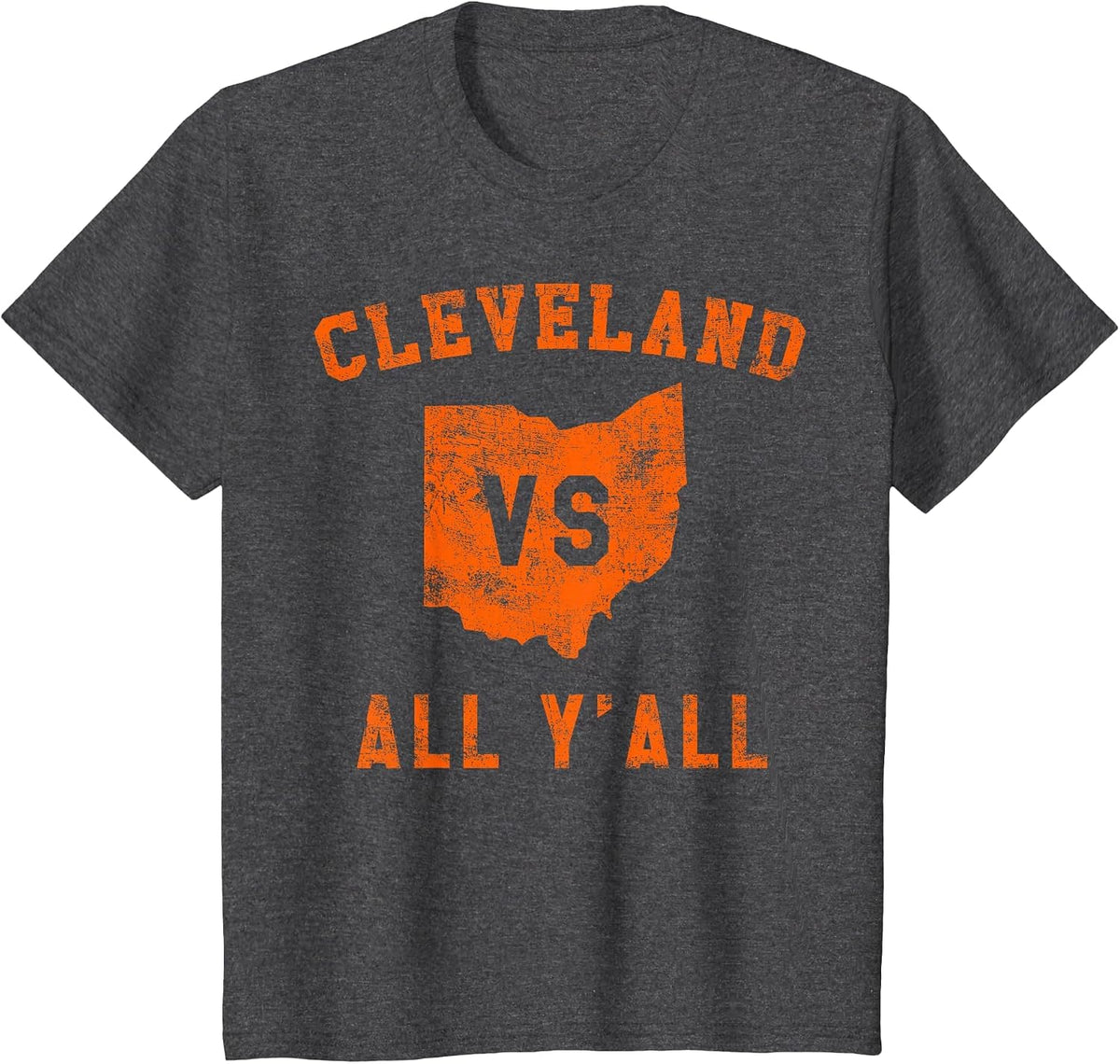 Cleveland vs All Yall for Y'all in Cleveland Versus T-Shirt - Dark Heather Grey