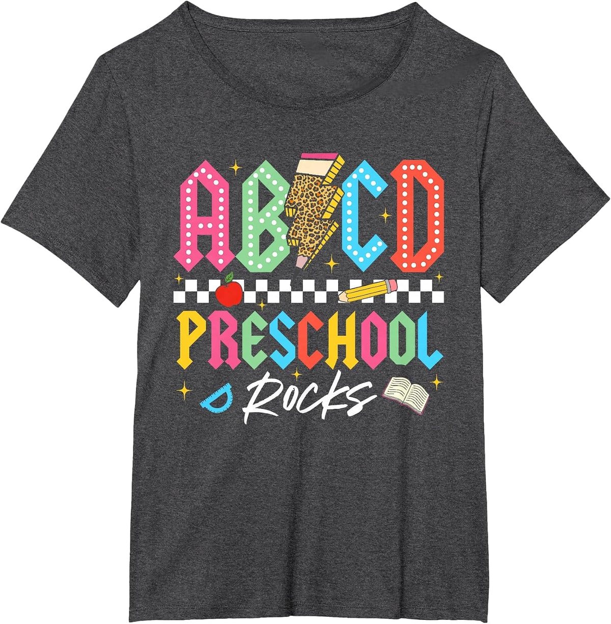 ABCD Preschool Rocks Pencil Lightning Teachers Rock Boys T-Shirt - Dark Heather Grey
