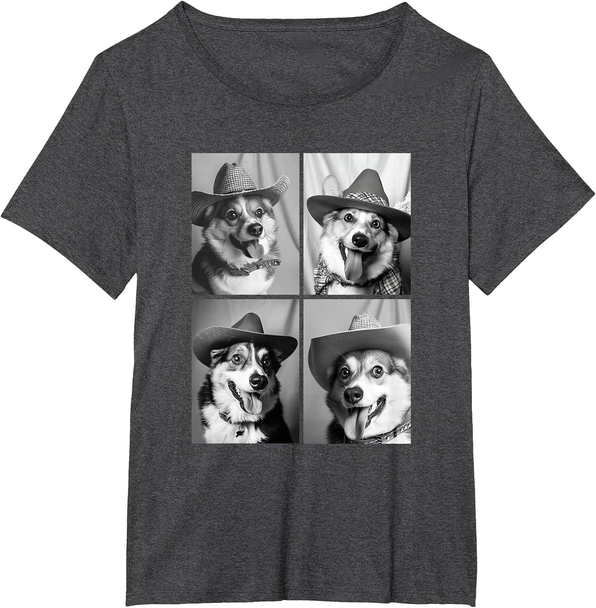 Funny Corgi Cowboy Dogs Cute Western Animals Photography T-Shirt - Dark Heather Grey