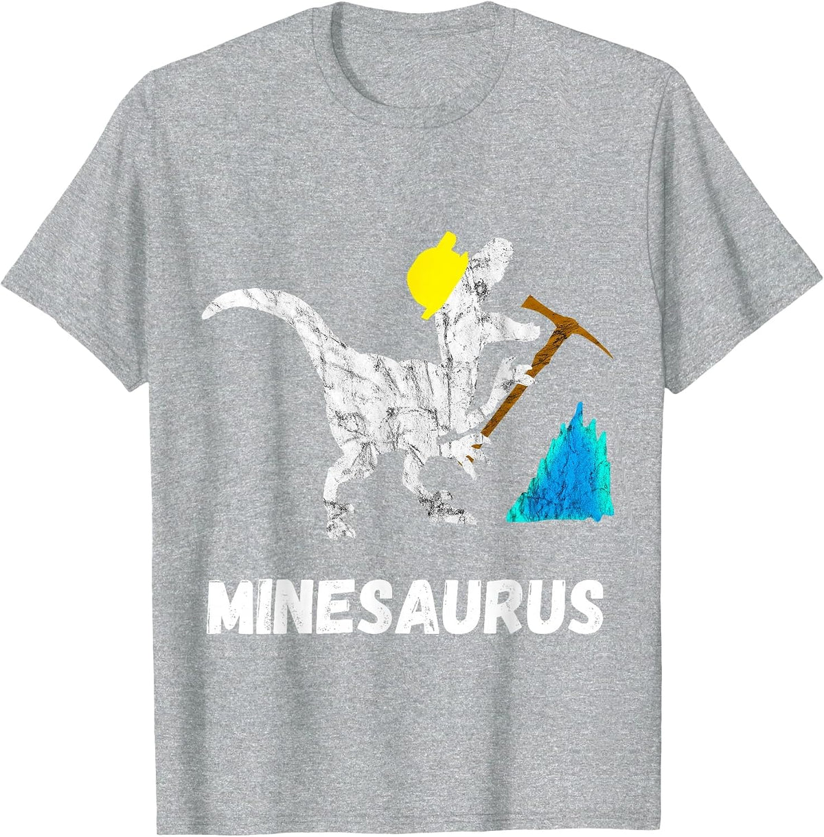 Mine Dinosaur Gold Coal Miner Dinosaurs Funny Mining T-Rex T-Shirt - Heather Grey