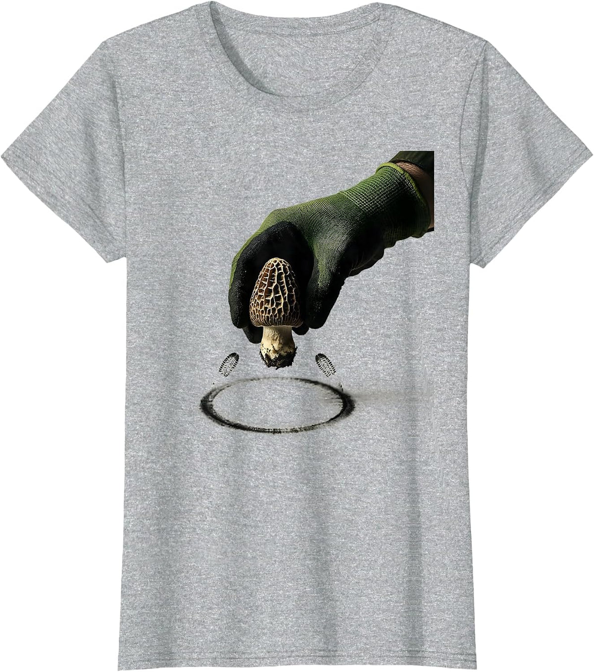 Morel Hunter Minimalist Mushroom Foraging Gift T-Shirt - Heather Grey