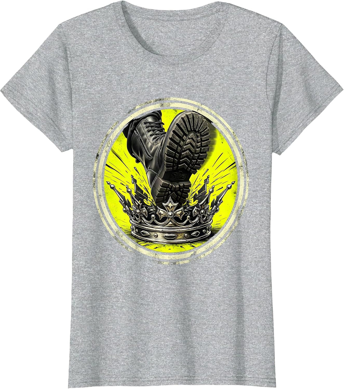 Women's Boot Stomping Crown Graphic Design T-Shirt - Heather Grey
