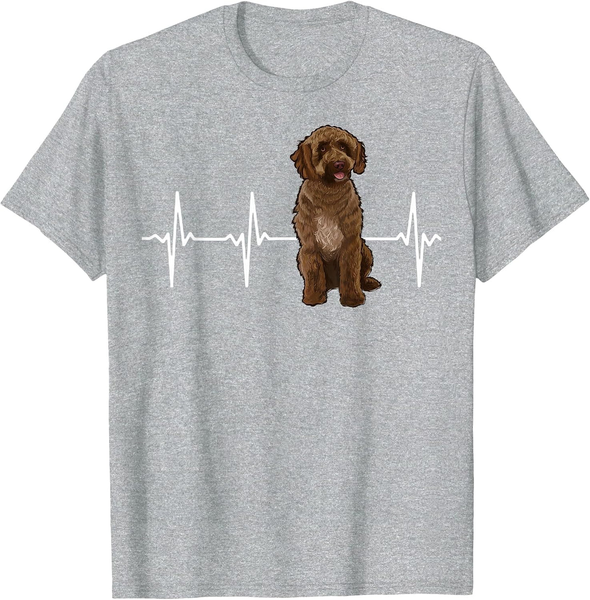 Spanish Water Dog Heartbeat Dog Lover T-Shirt - Heather Grey