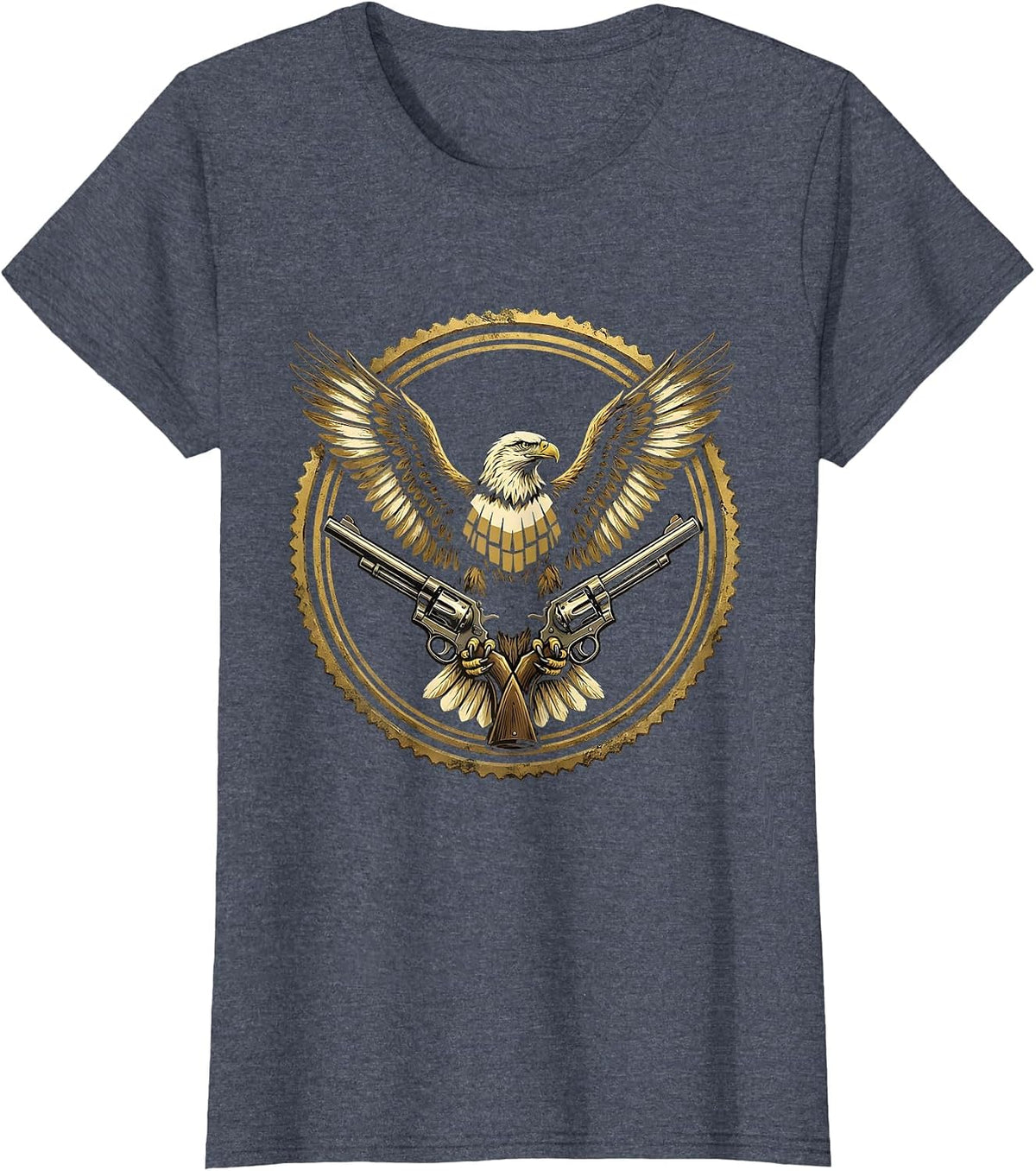 Women's Eagle Crossed Revolvers Western Graphic T-Shirt - Heather Blue