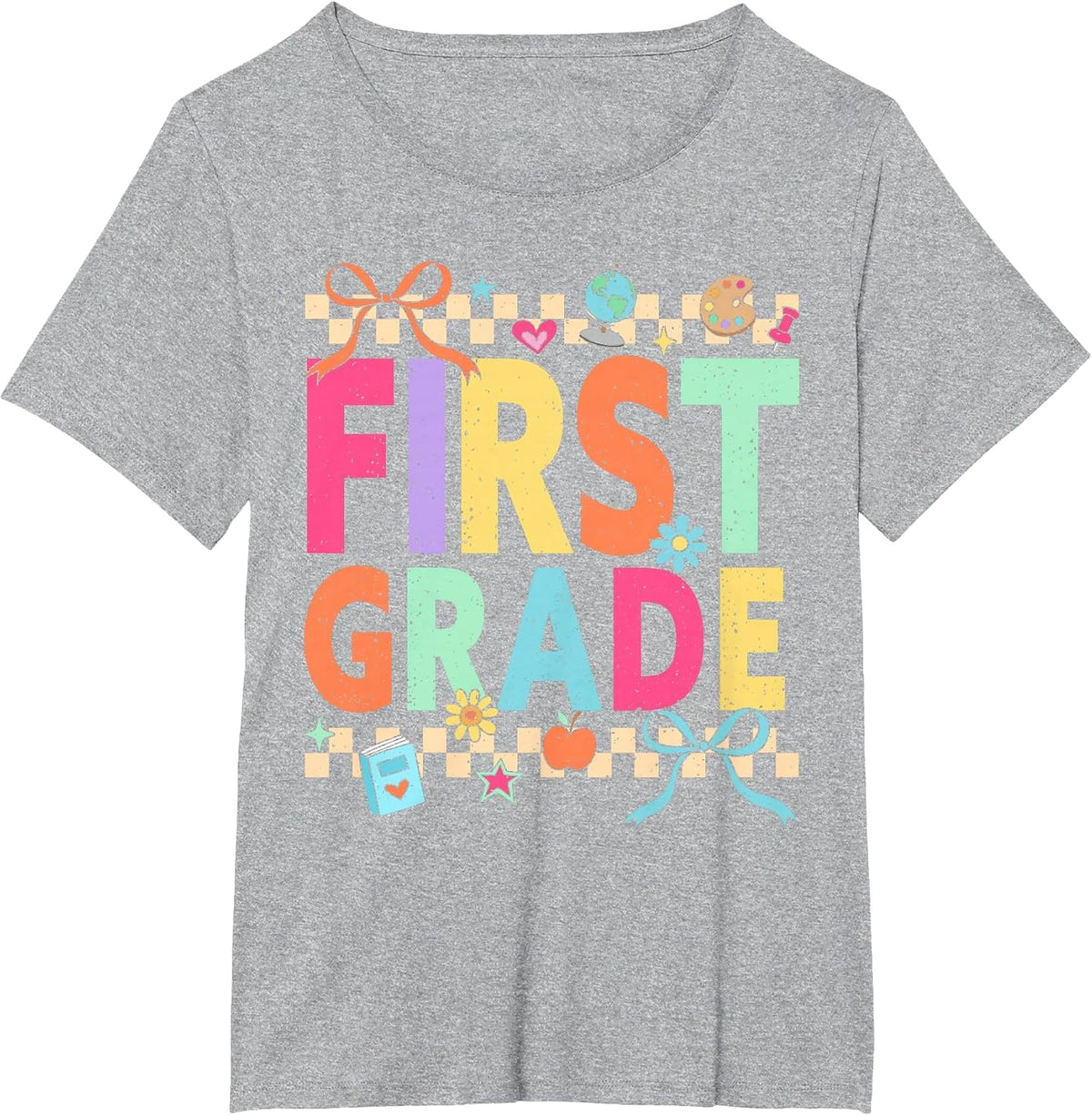 Retro First Grade Back to School 1st Grade Teacher Girl Boy T-Shirt - Heather Grey