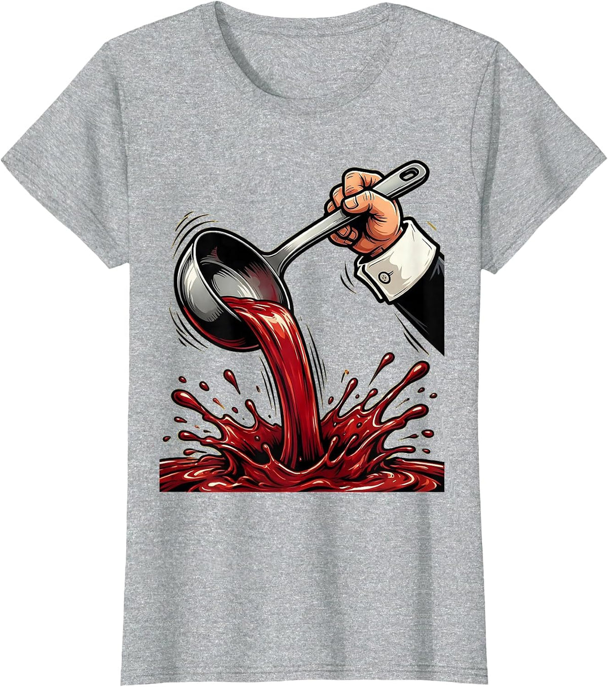 Women's Dramatic Sauce Pour Chef Graphic T-Shirt - Heather Grey