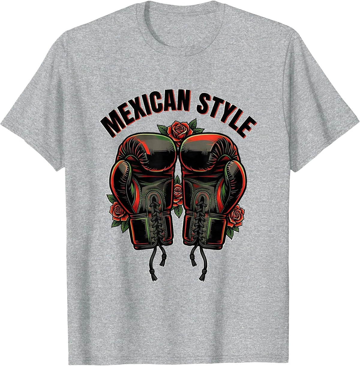 Men's Mexican Style Tattoo Boxing Gloves Cultural Pride Vintage T-Shirt - Heather Grey