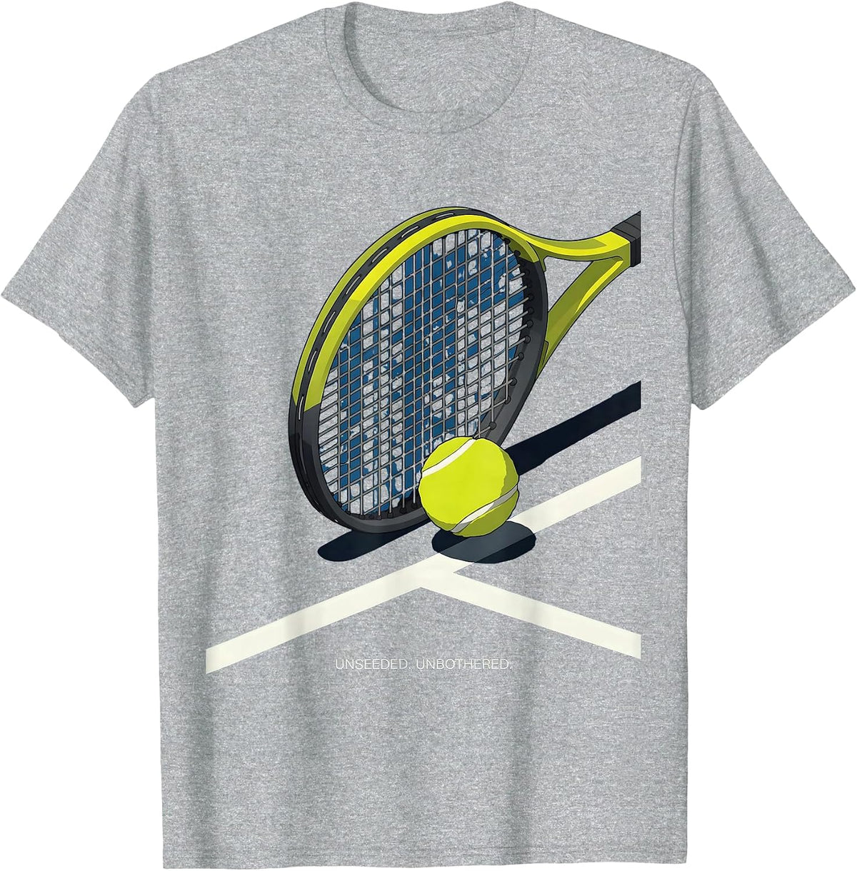 Men's Unseeded Unbothered Funny Tennis Player Humor Novelty T-Shirt - Heather Grey