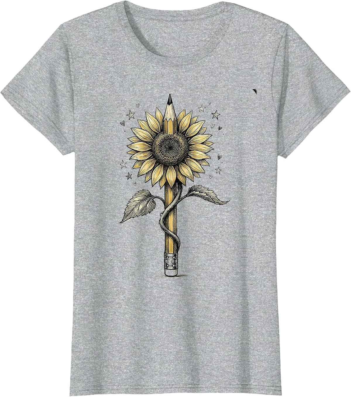 Women's Special Education Teacher Sunflower Pencil Art T-Shirt - Heather Grey