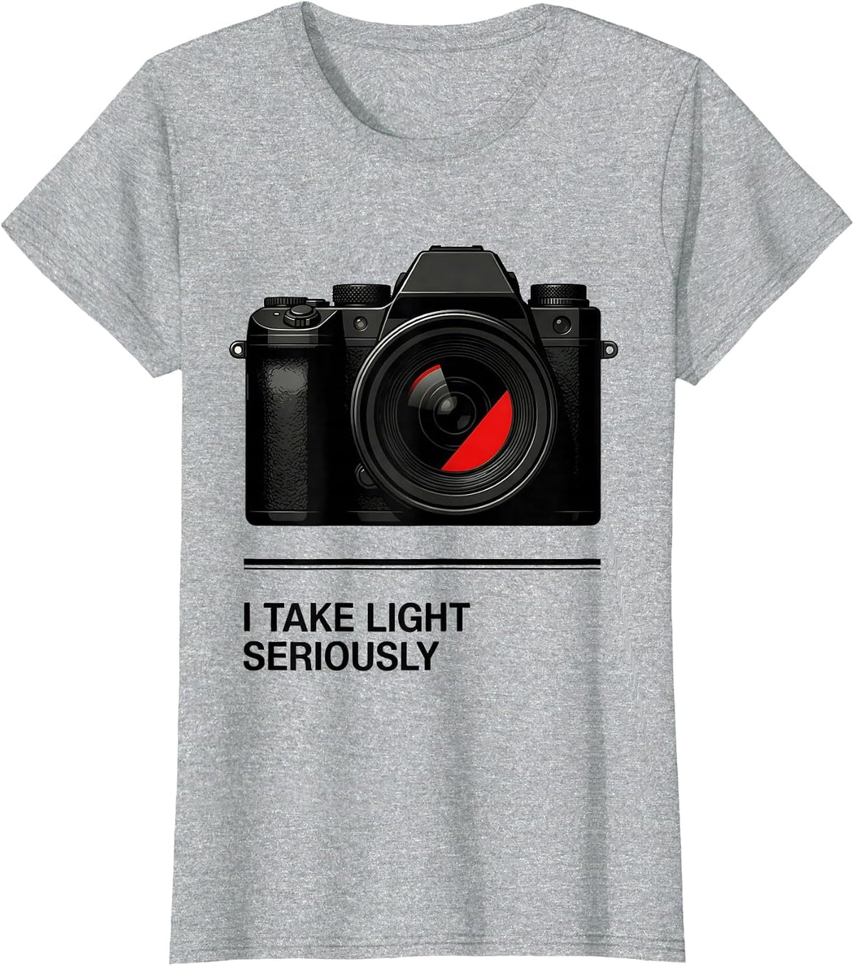 Women's I Take Light Seriously Funny Photography Hobbyist Camera T-Shirt - Heather Grey