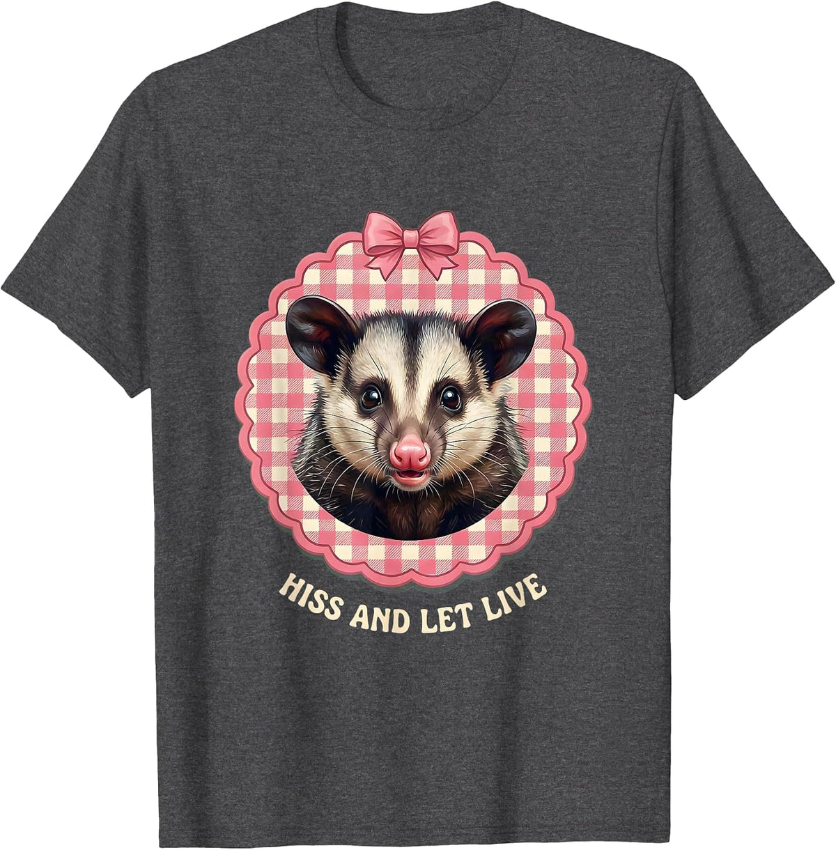 Men's Hiss and Let Live Opossum Design T-Shirt - Dark Heather Grey