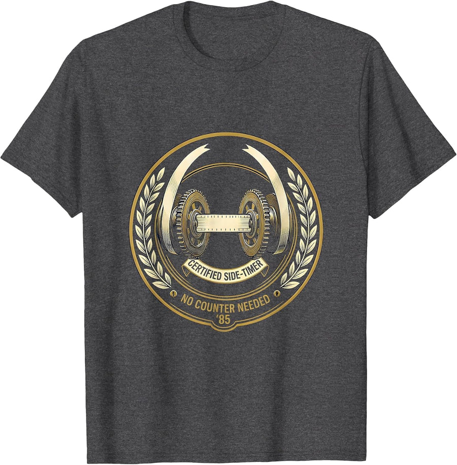 Men's Certified Side-Timer, No Counter Needed, '85 Retro T-Shirt - Dark Heather Grey