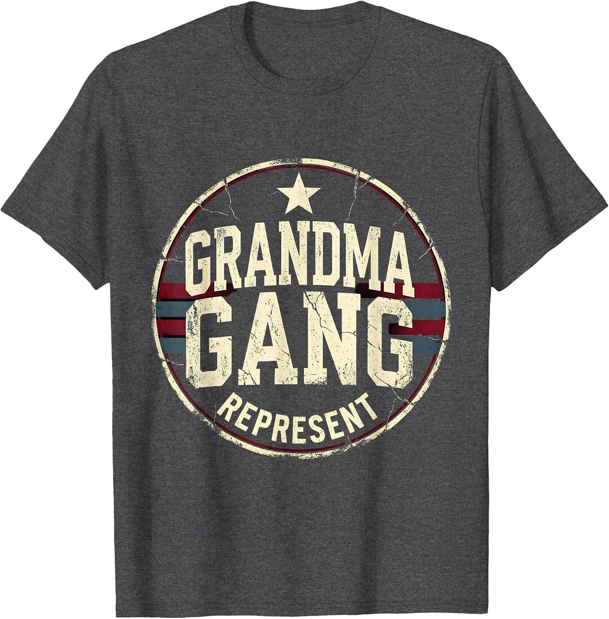 Grandma Gang Represent Grandma Crew Design T-Shirt - Dark Heather Grey