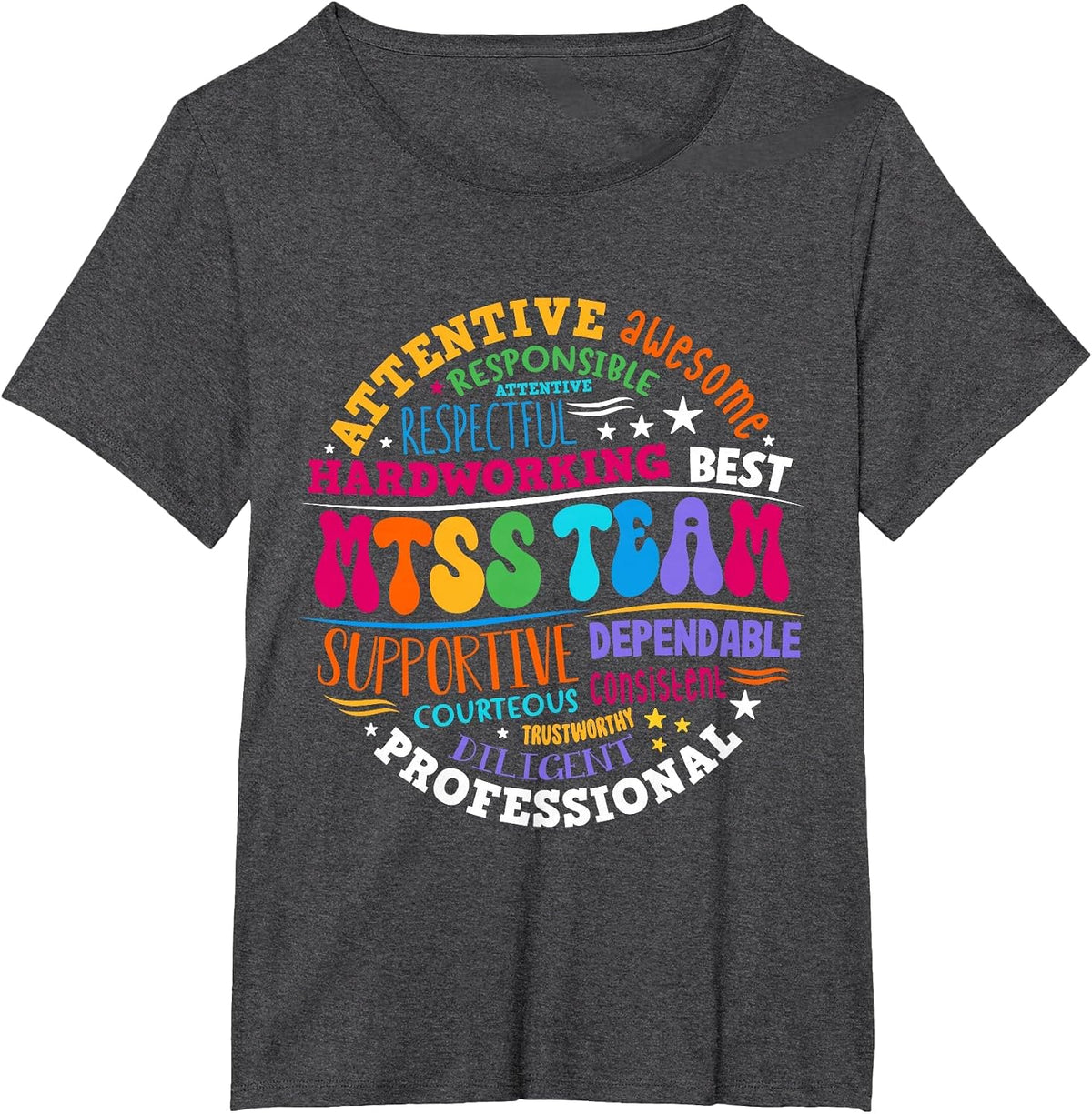 Groovy MTSS Team Coach School Counselor School Psychologist T-Shirt - Dark Heather Grey