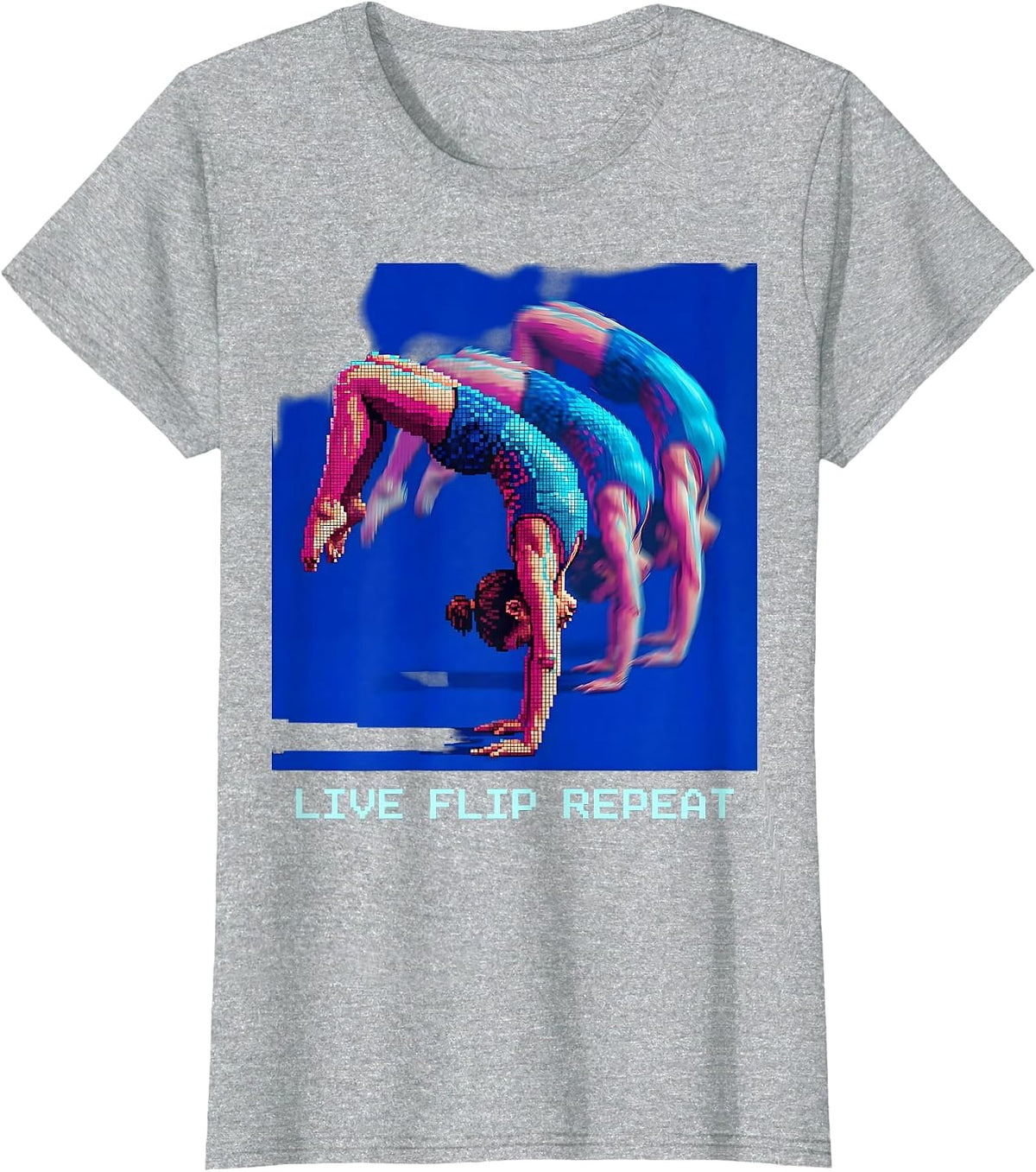 Live Flip Repeat Gymnastics Life Summer Design T-Shirt - Heather Grey