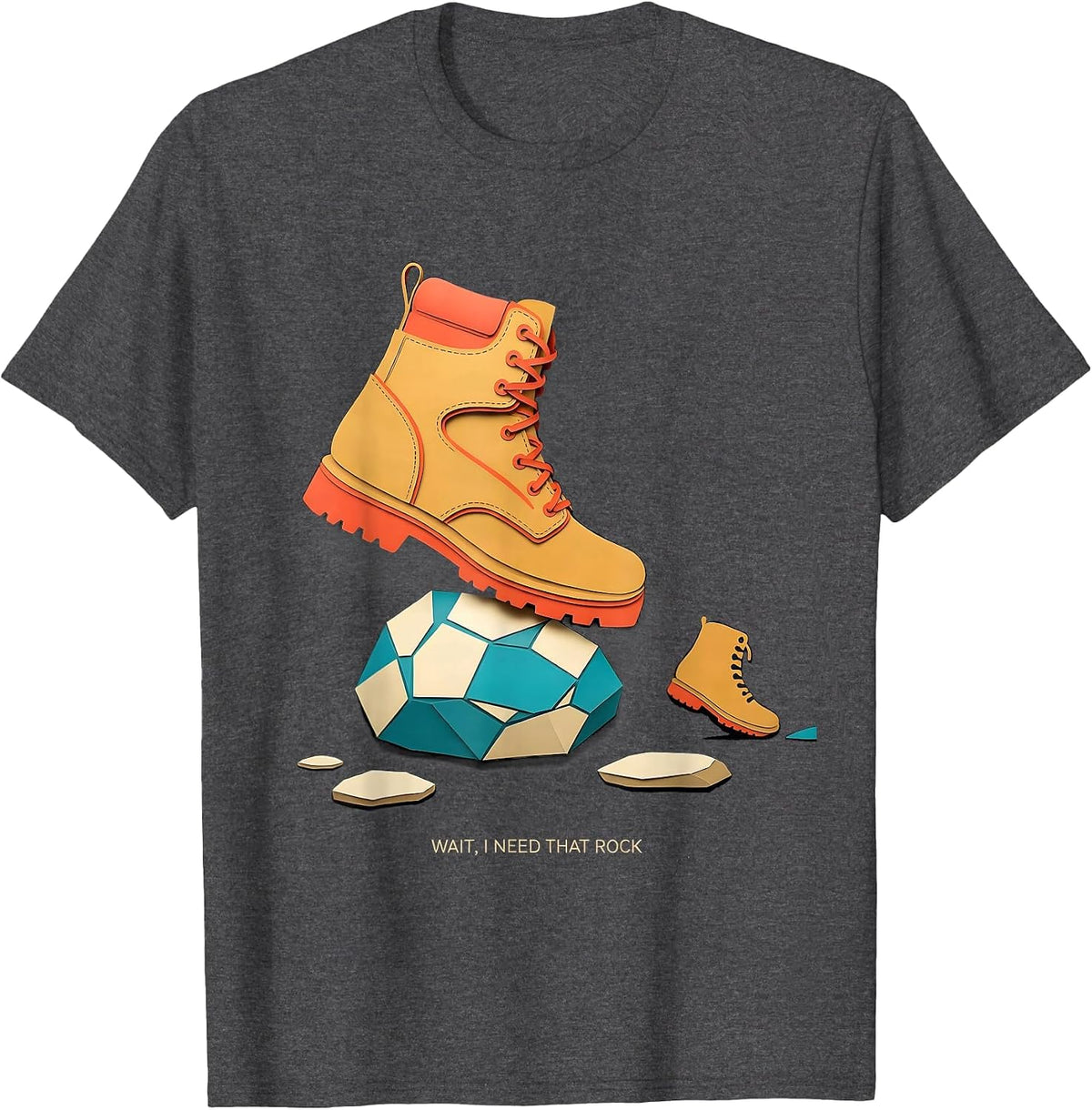 Men's Wait I Need That Rock Funny Rock Collector Geology T-Shirt - Dark Heather Grey