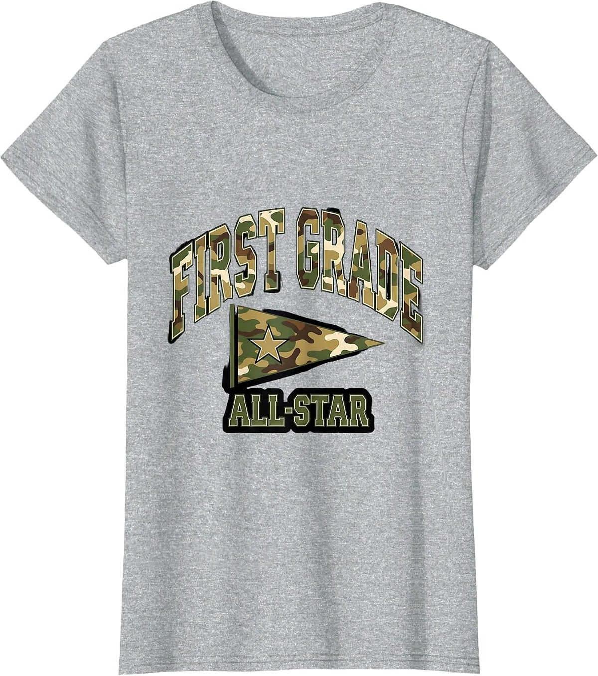 Women's First Grade All-Star Camo Back To School Boys Teachers First T-Shirt - Heather Grey