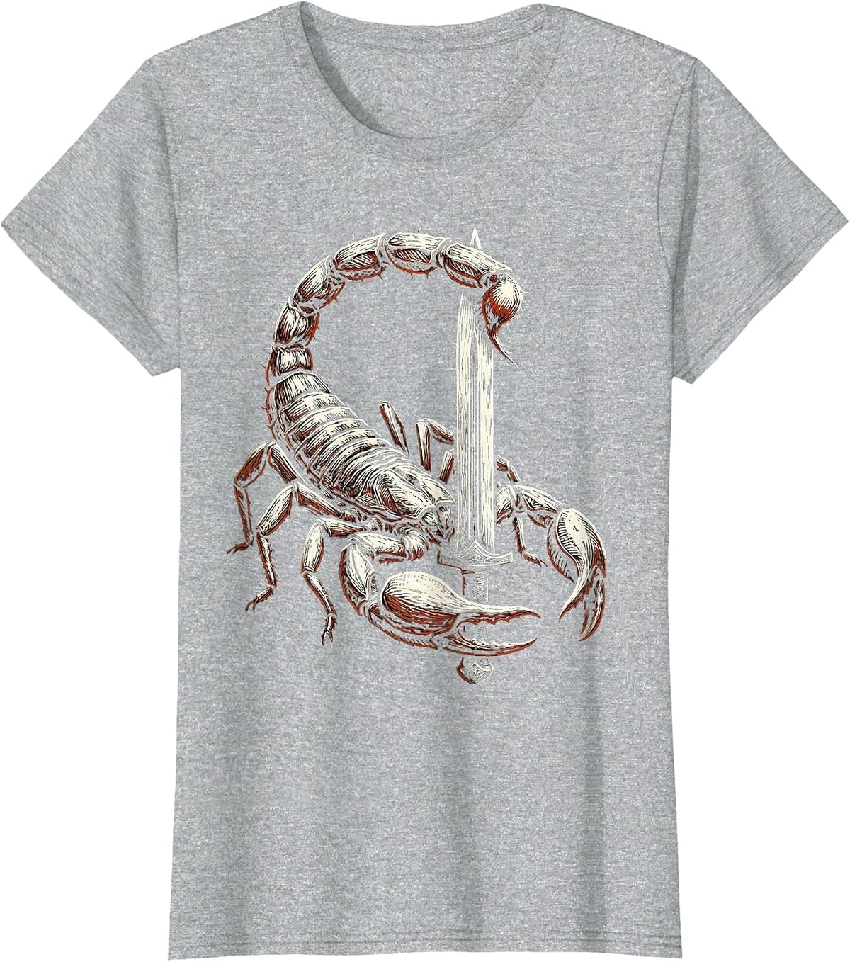 Scorpion Dagger Heavy Metal Graphic Design T-Shirt - Heather Grey