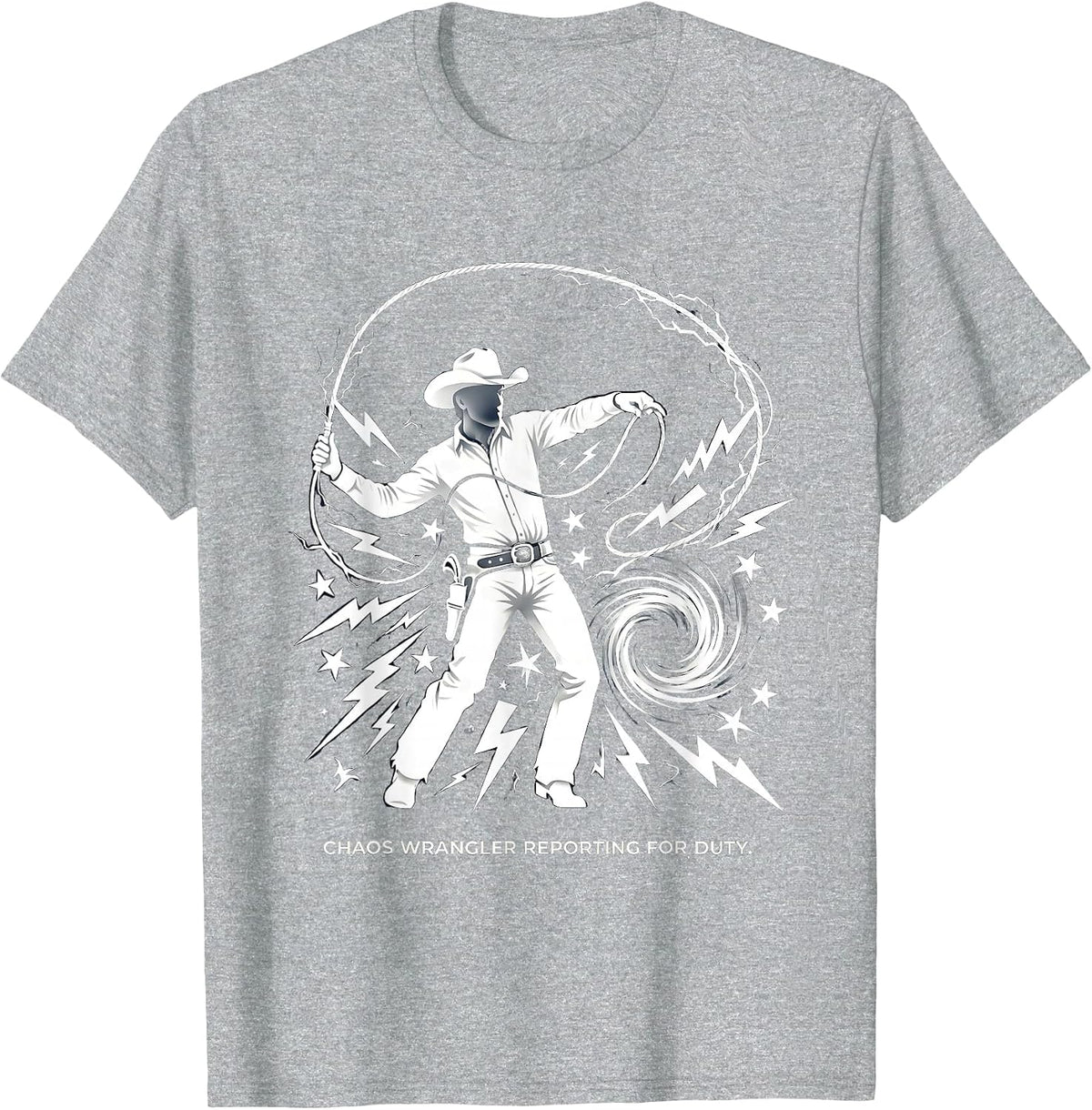 Men's Chaos Wrangler Reporting For Duty Design T-Shirt - Heather Grey